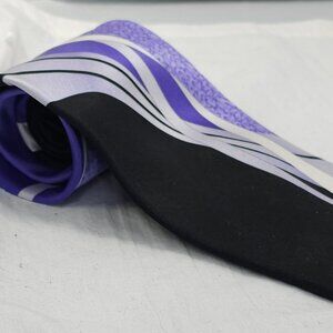 Stacy Adams Purple & Black Abstract Design Hand Made 100% Silk Men’s Neck Tie